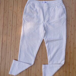 Zara Women's Size M White Elastic Waist Drawstring Comfort Lounge Trouser Pants
